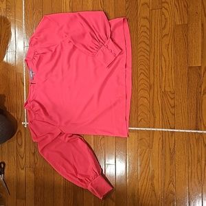 Neon pink, puffy sleeve blouse